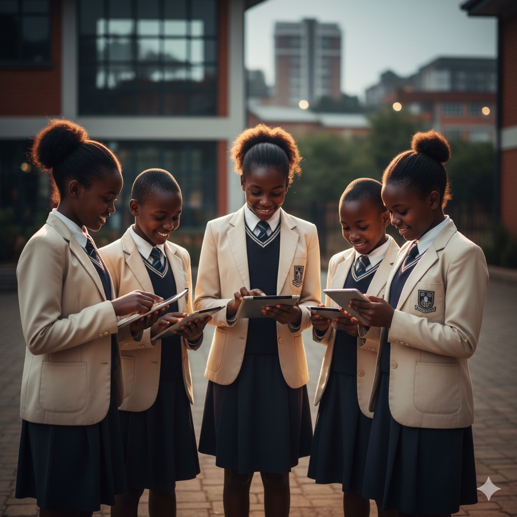 Students with tablets